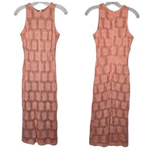 Alexia Admor Lace Overlay Peach Pink Sleeveless Midi Dress Size Small